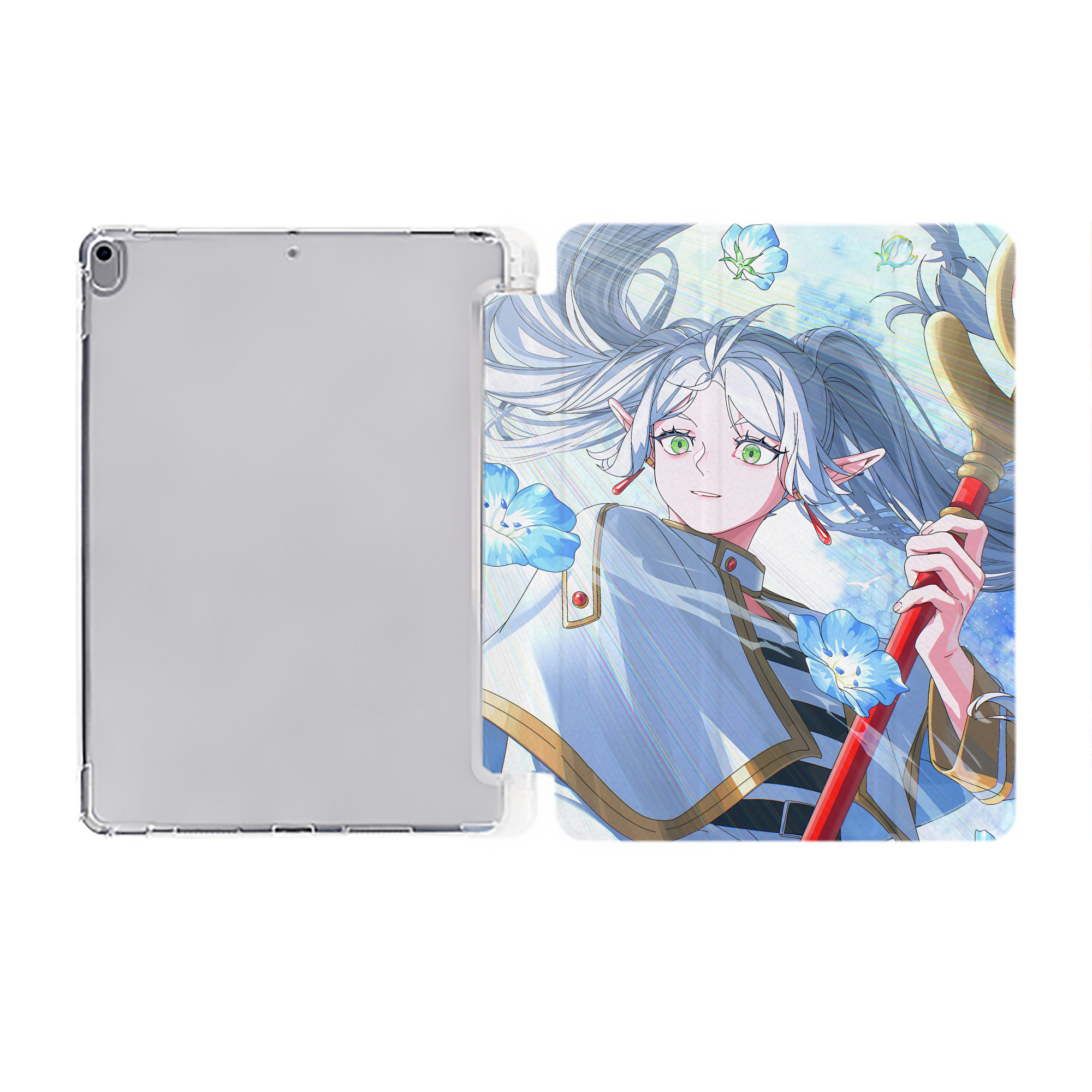 （画像用） 葬送のフリーレン Frieren IPad ケース ペン収納付き 三つ折りスタンド PUレザー×シリコン 対応機種9.5/10.5/10.9インチ